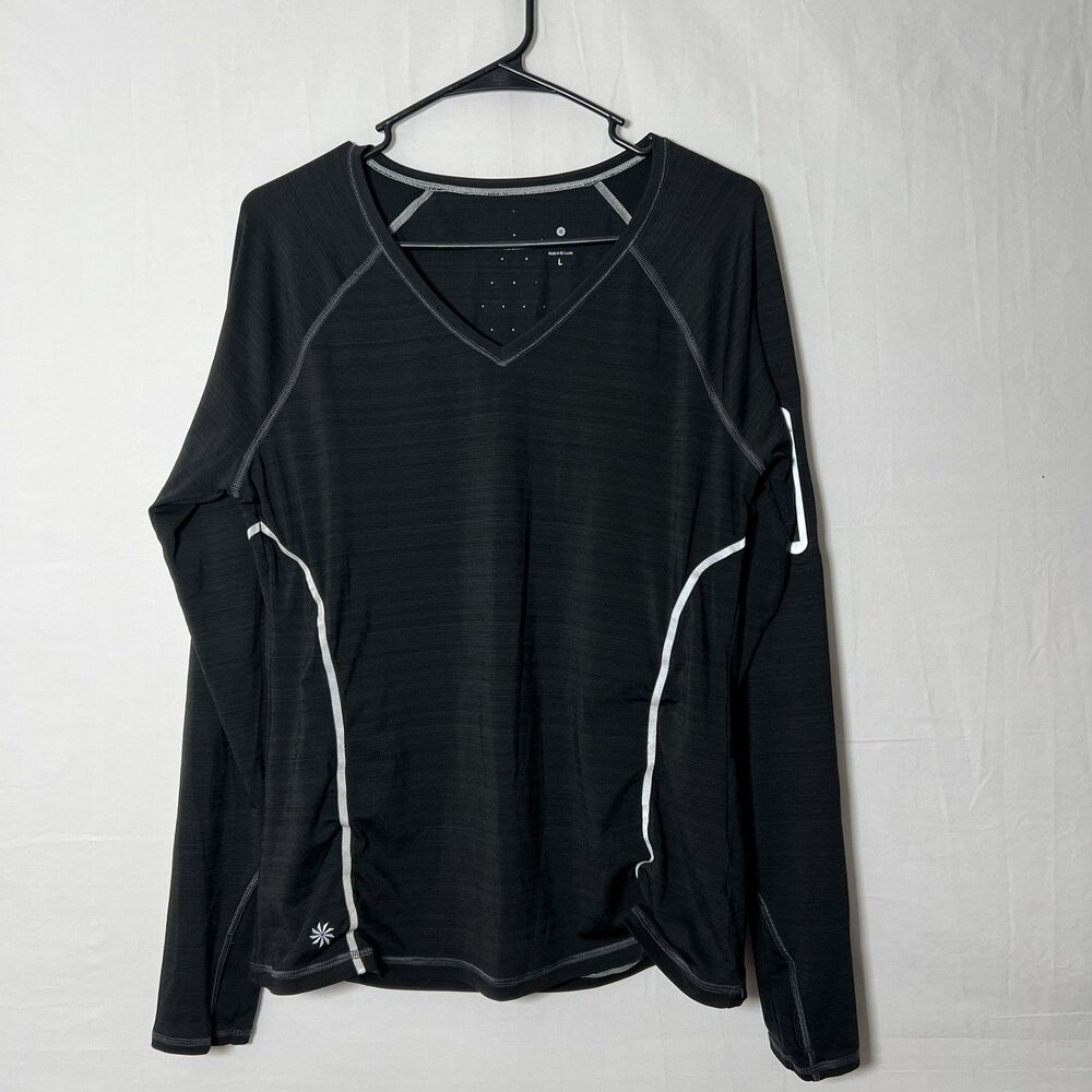 Athleta Reflective Running Gym Training Long Sleeve Top Zipper Pocket Shirt L